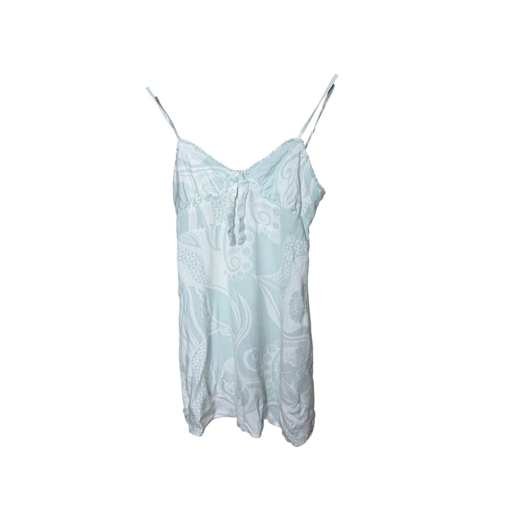 Volcom Womens Blue White Tropical Floral Mini Dress Small Smocked Back